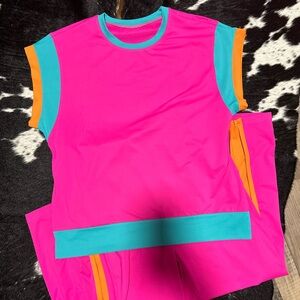Vibrant Pink and Teal/orange set. Size medium.